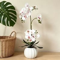 Plante artificielle Phalaenopsis en pot, toucher réaliste, fausse orchidée, bonsaï moderne pour la maison, le bureau, la table, les mariages