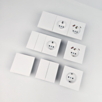 Série d'interrupteurs et de prises murales en PC noir mat au toucher doux, de style européen, avec prise Schuko et prise USB Type C