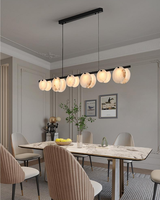 Lustre linéaire moderne en albâtre, marbre naturel, LED, pour salle à manger, îlot de cuisine, restaurant