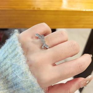 Anillo de Plata de Ley S925 de Lujo con Diamantes Completos y Lazo de Cinta, Anillo de Moda Exquisito para una Mujer con Estilo - Product Image 2