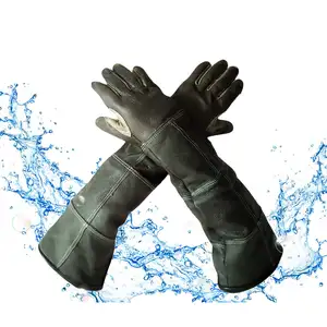 Sarung tangan kulit tahan air antigores kucing, sarung tangan pengendali hewan antigigit anjing Kevlar penguat