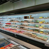 Réfrigérateur commercial vertical à rideau d'air, vitrine ouverte avec étagères réglables pour boissons, fruits et sandwichs