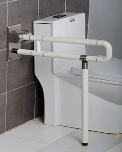 Barra dobrável ajustável para banheiro, aço de alumínio e nylon
