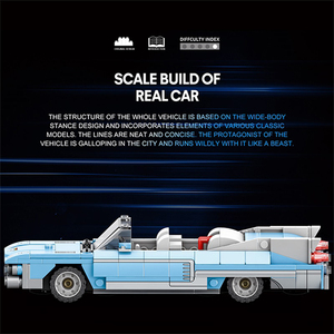 Reobrix 809 <span class=keywords><strong>Bleu</strong></span> clair <span class=keywords><strong>Eldorado</strong></span> Convertible Blocs de construction avec pneus simulés et queue agressive Vente en gros pour collectionneurs et acheteurs professionnels - Product Image 6