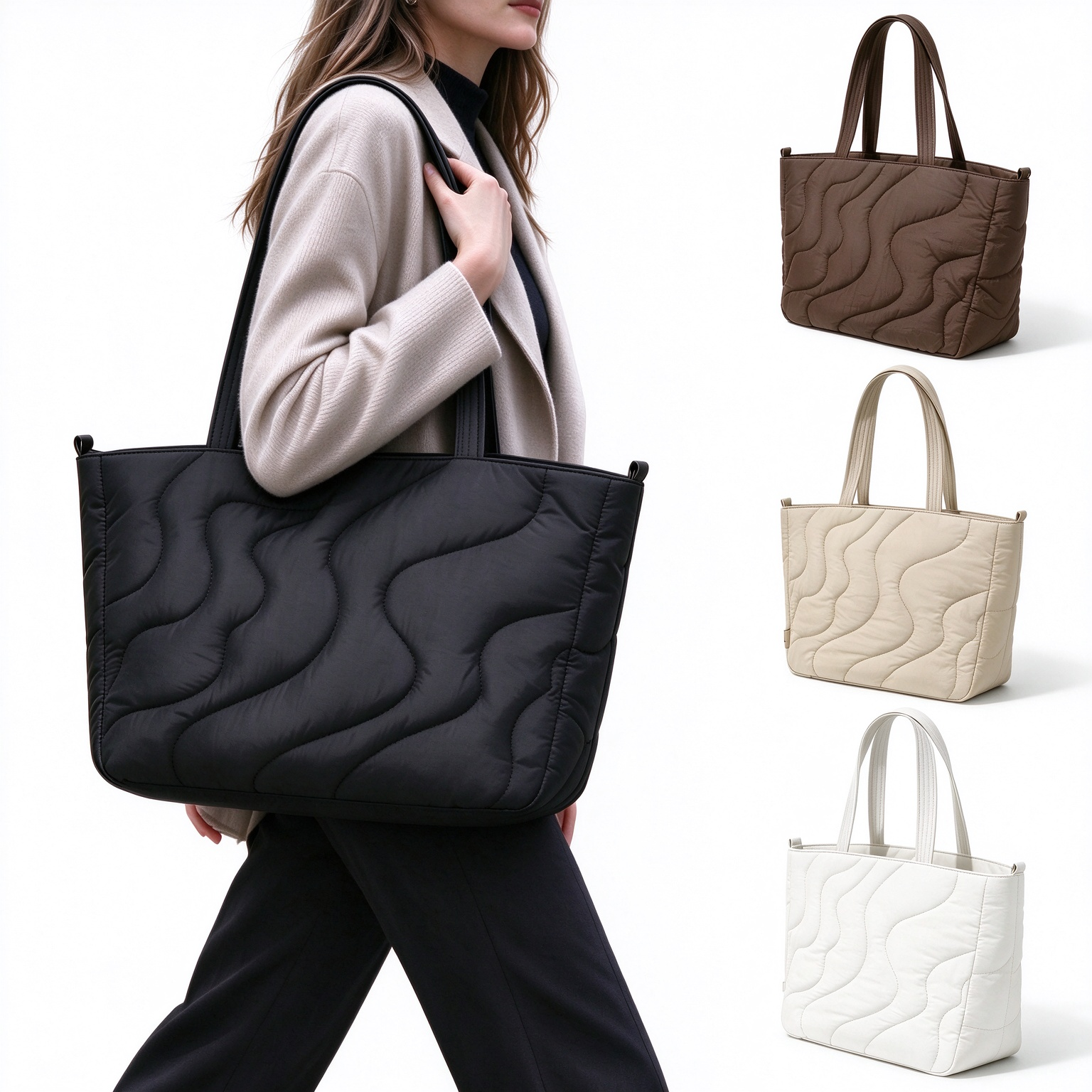 Minimalist Solid Color Large Capacity Casual Shoulder Bag