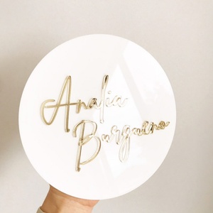 Plaque nominative ronde personnalisée en acrylique vierge pour événements de bébé, logo, signalétique, marque Yageli, forme personnalisable, présentoir - Product Image 5