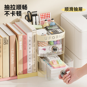 Extendable Desktop Bookend Multi Layer Storage <b>Box</b> With Drawers For Office Organizing Books And Stationery - Product Image 2