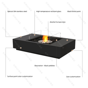 Instalación de pie de crucero, alfombrilla de brasas, alfombrilla para hoguera, revestimiento en polvo, vidrio para exteriores, 1250-750-300mm, pozo de fuego de madera/Gas/Alcohol - Product Image 6