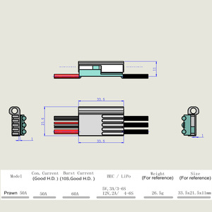 Apisqueen 50A Brushless Mini ESC 3-6S BL-32 With 5V 3A 12V 2A BEC For RC Boat Models - Product Image 4