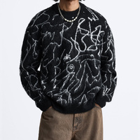 Benutzer definierte OEM ODM Jacquard Strick pullover Rundhals ausschnitt Nylon Baumwolle Streetwear Gestreifte Herren Pullover Herren Pullover