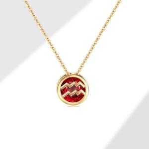 Collier double face 12 signes du zodiaque pour femmes Trendy 12 Birthday Stone Zircon Pendant Clavicule Chain Hollow Constellation - Product Image 5