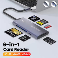 Lector de tarjetas 6 en 1 USB tipo C a SD TF CF MS M2 XD adaptador de lector de tarjetas USB C de alta velocidad lector de tarjetas de memoria para accesorios de ordenador portátil