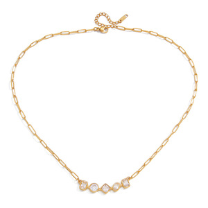 Collier géométrique en zircon plaqué or 18 carats avec serti clos, idéal pour le quotidien - Product Image 5