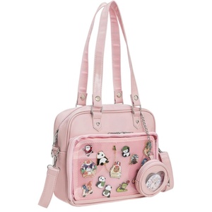 Hot Sale TC <b>Lady</b> Fashion PU Leather Chains Zipper Waterproof Multi-Purpose <b>Backpack</b> Messenger Anime Pin Display Custom Daily - Product Image 2