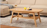 Table basse en bois massif avec étagère de rangement à lattes, design minimaliste, durable et écologique, rectangulaire, basse, pour salon
