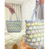 Sac à main vintage en crochet rose, sac à tricoter fait main, matériel de bricolage, sac à bandoulière en laine au crochet pour petite amie 2025 sac