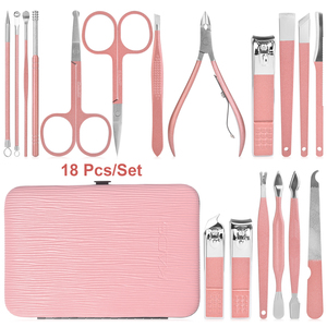 Ensemble de manucure et pédicure en acier inoxydable de 18 pièces, kit complet de coupe-ongles, kit de soin des ongles, coffret cadeau beauté pour la maison et le salon - Product Image 5