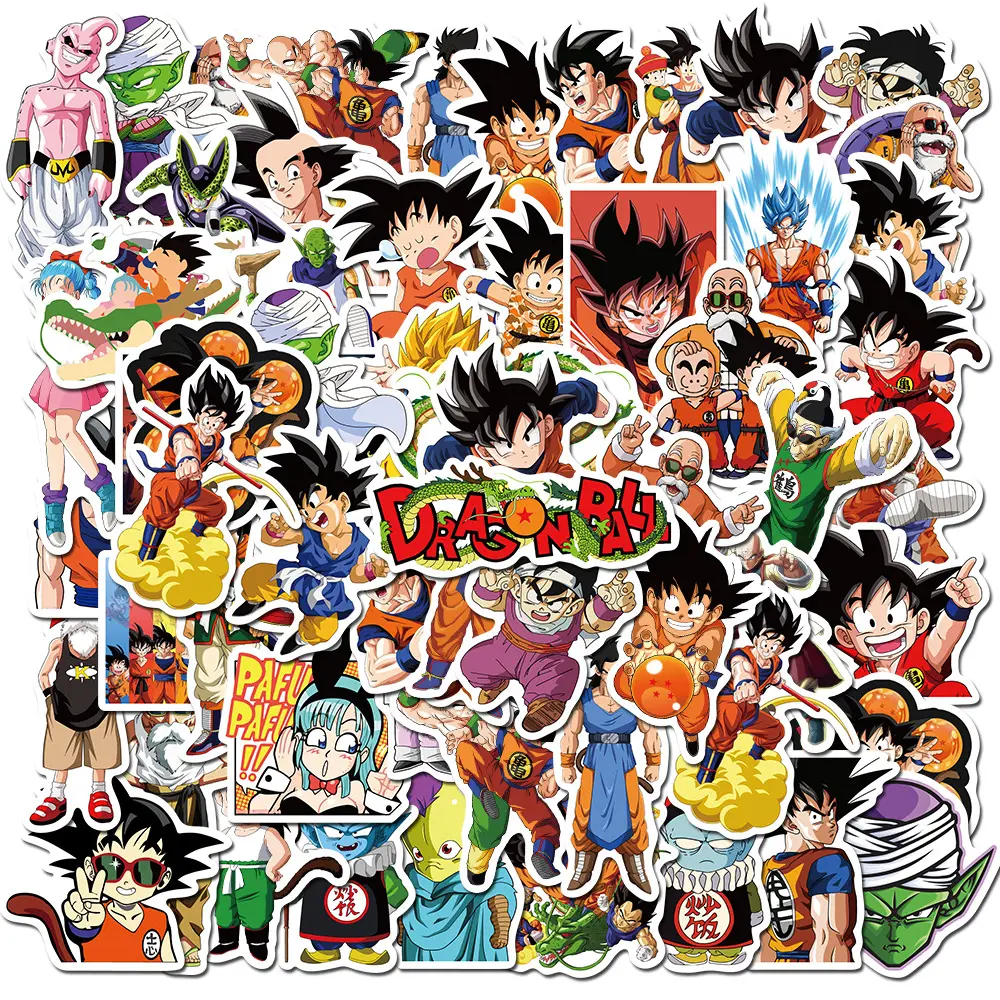 50PCS Dragon Ball Goku Anime Sticker For Phone Car Bike Laptop Fridge Luggage Laptop Waterproof Cartoon Stickers
