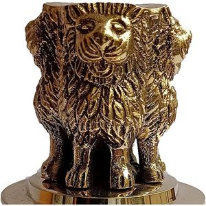 PARIJAT HANDICRAFT Estatua de latón Ashoka Stambh Pilar Cuatro Leones Satyamev Jayete Escritorio adornado Peso de papel Escultura nacional - Product Image 4