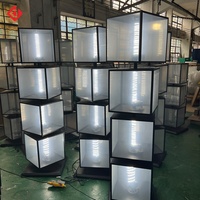 Boîte à lumière LED rotative personnalisée pour l'extérieur, avec affiches interchangeables, 4 côtés, 4 couches, pour la location d'événements