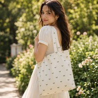 Sac fourre-tout en toile à motif floral avec logo personnalisé, prix de gros, pour promotion de marque et vente au détail