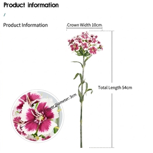 Mini fleurs artificielles de Dianthus, fausses tiges de <span class=keywords><strong>Sweet</strong></span> <span class=keywords><strong>William</strong></span>, décoration de mariage, accent de table pour la maison, arrangement floral d'intérieur - Product Image 6