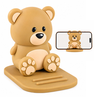 Support de téléphone de bureau en forme d'ours en peluche Beanlieve, décoration de bureau Kawaii, support de téléphone réglable en PVC souple pour iPhone Android