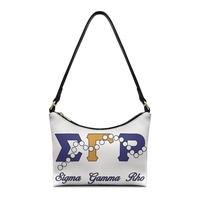Sac à bandoulière Zeta Phi Beta, sac à main pour femme avec fermeture éclair, imprimé lettres grecques de la sororité, perles, sangle légère en PU