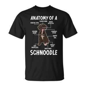Camiseta con diseño de anatomía de un perro Schnoodle para propietarios de Schnoodle y regalos para papás - Product Image 1