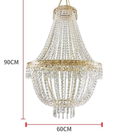 Lustre triangulaire de luxe en cristal perlé avec LED jaunes, alimentation CA/batterie, indice de protection IP20, 12W, pour plafond de hall d'hôtel ou de mariage