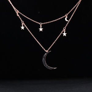 Ingrosso su ordinazione della stella del nord <span class=keywords><strong>catena</strong></span> di strato <span class=keywords><strong>925</strong></span> collane d'<span class=keywords><strong>argento</strong></span> signore oro bianco oro luna stella collana <span class=keywords><strong>donna</strong></span> - Product Image 4