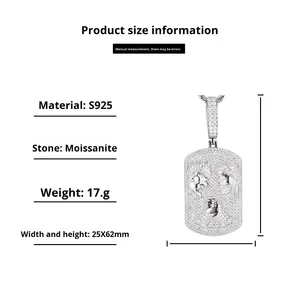 Collier Hip-Hop en argent tibétain, style européen et américain, nouvelle mode, personnalisé, entièrement serti de moissanite, pendentif de <span class=keywords><strong>dessin</strong></span> <span class=keywords><strong>animé</strong></span> - Product Image 2
