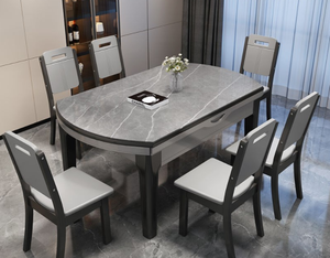 Planche à manger en fer forgé, table de salle à manger moderne minimaliste, restaurant de luxe rectangulaire, table italien - Product Image 5