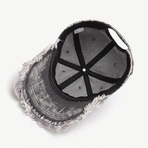 Casquette de baseball unisexe en denim à 6 panneaux, style vintage, avec revêtement lavable, respirante, motif brodé courant, pour l'extérieur, visière incurvée - Product Image 5