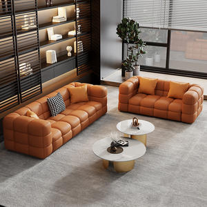 Sofá de Cuero Estilo Italiano, Forma Recta, Modular, para Sala de Estar, Oficina o Club - Product Image 2