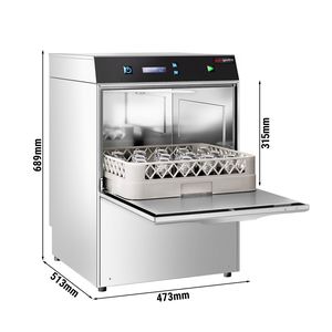Lave-verres à double paroi GGM Gastro - Numérique - 2,97 KW - Acier inoxydable 304 - Réservoir de 5 L - Séchage à l'air chaud - Inclus Décapant - avec détergent - Product Image 2