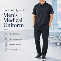 Polo de travail personnalisé pour homme avec logo, ensemble uniforme à col rabattable, manches courtes, t-shirt décontracté pour personnel avec poche, antibactérien