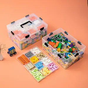 Boîtes de <span class=keywords><strong>rangement</strong></span> rectangulaires multifonctionnelles écologiques en plastique PP transparent à double couche avec couvercle pour organiser les blocs de construction - Product Image 5