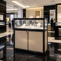 Vitrine à bijoux moderne en verre trempé avec éclairage LED, armoire de présentation rectangulaire pour magasin de détail et centre commercial