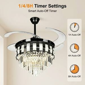 Hot Selling European Style Premium Luxury Crystal Invisible Ceiling Fan with LED Lights - Product Image 5