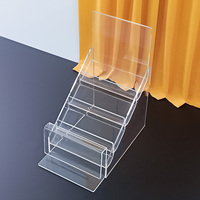 Présentoir de Comptoir à 4 Niveaux en Acrylique Transparent pour Cartes de Vœux, Cartes Postales et Portefeuilles – Organisateur Idéal pour Magasins, Boutiques et Décoration de Bureau