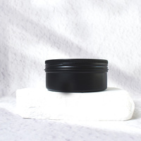 Pot cosmétique vide en aluminium noir mat de 60 ml (2 oz) avec couvercle à vis en métal rond, 60 g, avec impression sérigraphique