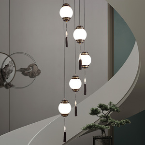 Chinese Style Pendant <b>Light</b> Multi Head Led <b>Chandelier</b> For Staircase Home Decor Zen Inspired Teahouse Lighting - Product Image 3