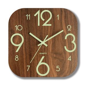 นาฬิกาแขวนผนังทรงสี่เหลี่ยม ทำจากไม้ทั้งชิ้น ตัวเลขเรืองแสงในที่มืด ดีไซน์ทันสมัย ดู<span class=keywords><strong>รีวิว</strong></span>จากร้านค้า - Product Image 3