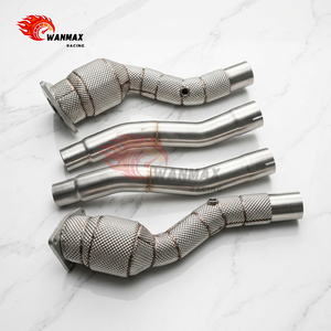 Tuyau d'échappement pour <span class=keywords><strong>Ferrari</strong></span> GTC4Lusso 6.3L V12 en acier inoxydable, tube avant de course avec bouclier thermique, performance accrue - Product Image 3
