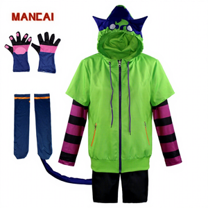 7 Uds Anime <span class=keywords><strong>SK8</strong></span> <span class=keywords><strong>the</strong></span> <span class=keywords><strong>Infinity</strong></span> Miya disfraz Animal gato película Sudadera con capucha orejas cola traje Halloween verde uniforme conjunto niños Cosplay disfraz - Product Image 1