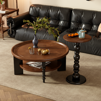 Table basse ronde moderne en bois noir, design unique, prix de gros, mobilier de salon durable, table d'appoint à structure solide