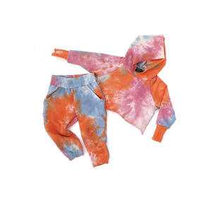Vêtements d'automne pour enfants, tenue décontractée pour filles, ensemble de survêtement 2 pièces, haut à capuche à manches longues, pantalon de jogging, survêtement tie-dye pour enfants et adolescents - Product Image 1