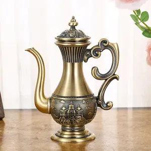 Conjunto de chá de café qian hu, decoração vintage do marrocos em bronze com bandeja de bule e e 4 copos