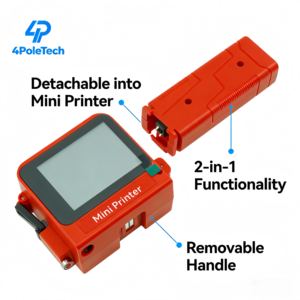 Imprimante jet d'encre portable 4POLETECH 12,7 mm pour logos, dates, numéros <span class=keywords><strong>de</strong></span> série, codes QR, codes-barres pour billets, cartons, machine <span class=keywords><strong>de</strong></span> marquage - Product Image 2